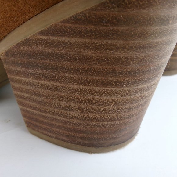 The Heeled Mule in Cognac Suede with Wood Stacked Heel Size 9 - Picture 8 of 14